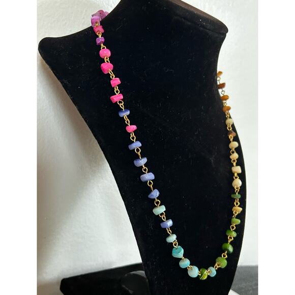 Handmade Wirewrapped Rainbow Dyed Crystal Quartz Completely Adjustable Necklace - Picture 2 of 4